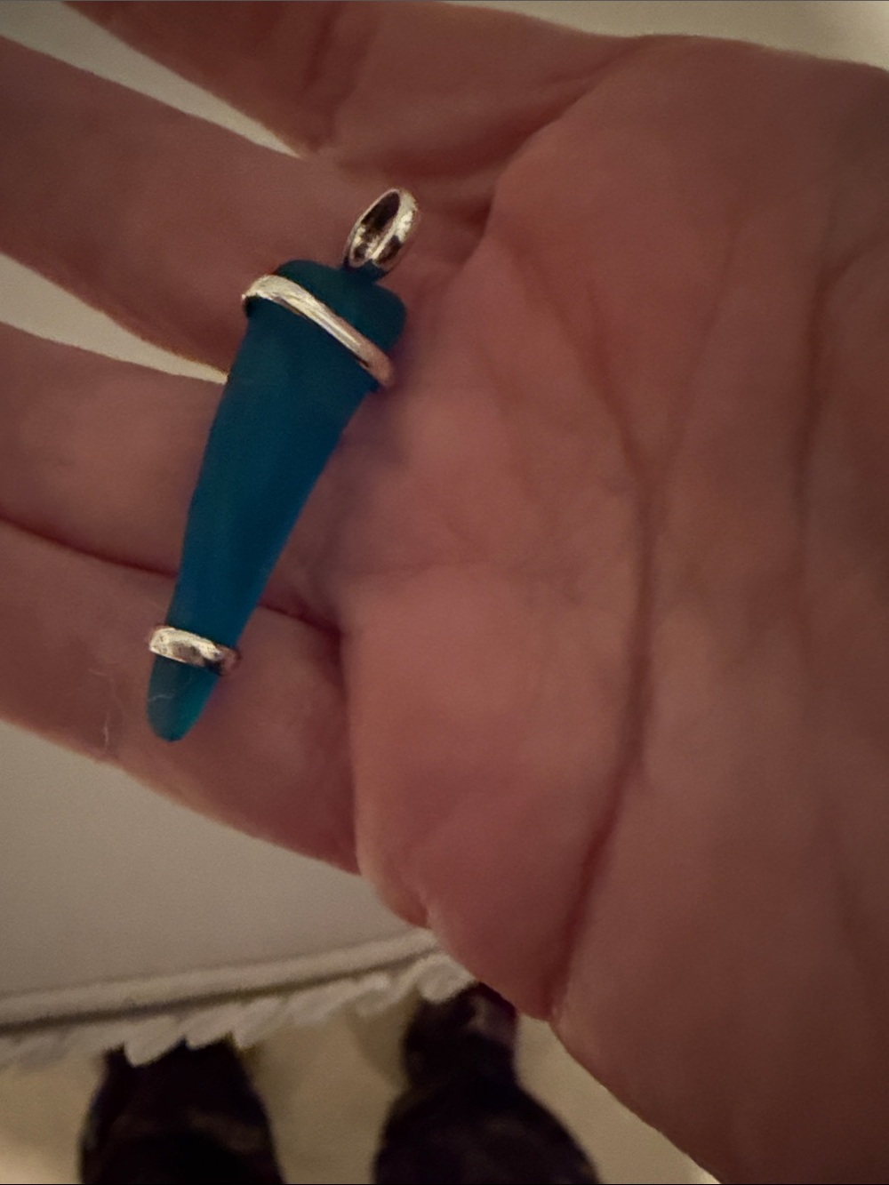 Sea Glass Pendant Set in Teal and Cobalt Blue - Picture 3 of 6